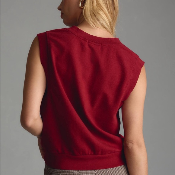 T.La Anthropologie V-Neck Sleeveless Sweatshirt NWT - Picture 6 of 13